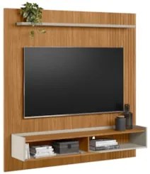 Painel Para TV 65 Pol com Bancada Suspensa 160cm Luke L06 Nature/Off W