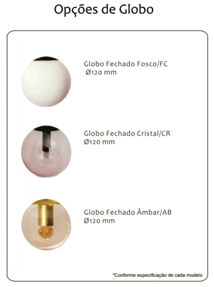 Pendente Zucca Ø23X53Cm 3Xg9 Cabo Rayon / Globo Ø12Cm | Usina 16855/3 (DR-M Dourado Metálico, FOSCO)