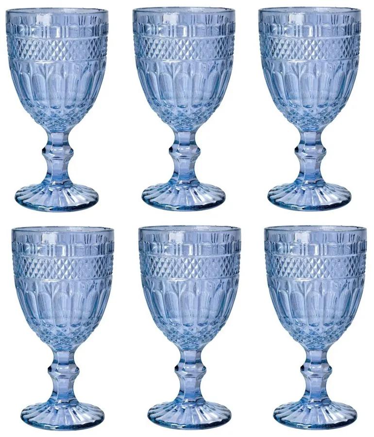 Jogo 6 Taças Água Vidro Brand Azul 345ml 35461 Bon Gourmet