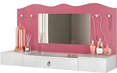 Penteadeira Suspensa com Espelho Vip Branco/Pink - Colibri