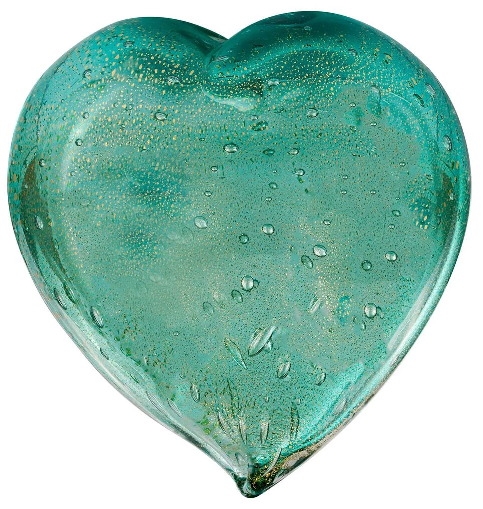Coração Decorativo em Murano C/ Ouro - Verde Esmeralda  Verde Esmeralda