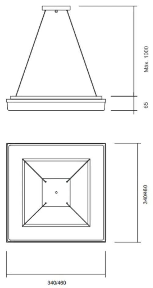 Pendente Vivaz 46X46Cm Led 36,8W Bivolt / Base Fechada | Usina 19021/4... (ND-B - Nude Brilho, 4000k)