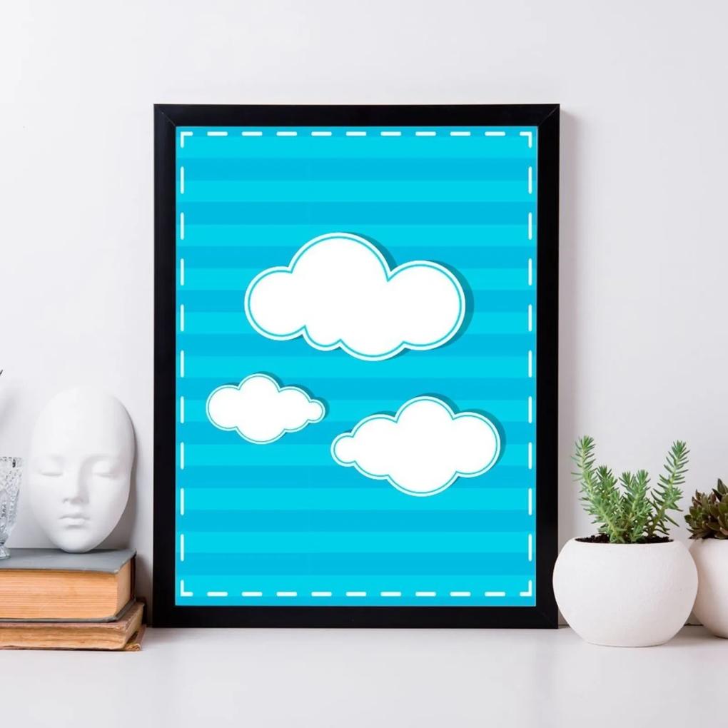 Quadro Decorativo Infantil Nuvens Preto - 20x30cm