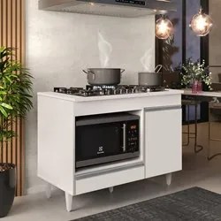 Balcão Multiuso para Cooktop 4 Bocas Georgia Branco - Lumil Móveis