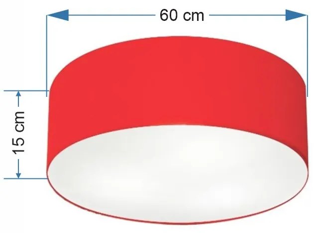 Plafon Cilíndrico Vivare Md-3013 Cúpula em Tecido 60x21cm - Bivolt - Vermelho - 110V/220V