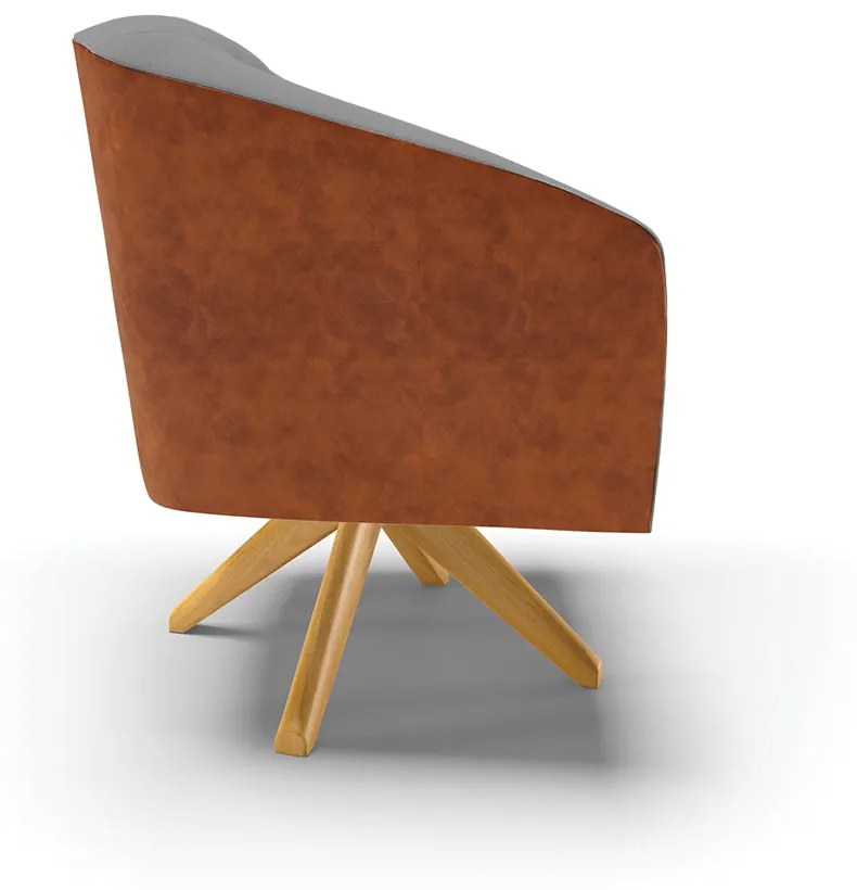 Poltrona Decorativa Giratória MA30 Stella Nozes/Linho D03 - D'Rossi - Cinza A26
