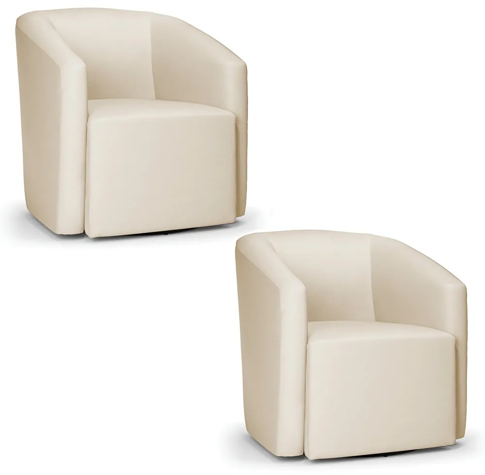 Poltrona Decorativa Base Giratória Kit 2 Stella Max Sintético D03 - D'Rossi - Bege