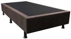 Base Box para Cama Solteiro 88x188cm Liz S05 Suede Bordado Marrom - Mp