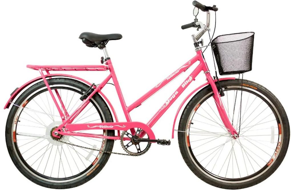 Bicicleta Aro 26 Freio V-Break Quadro Aço Valência Pink Gold - Mega Bike
