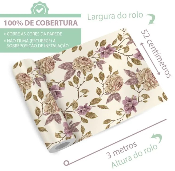 Papel Flor Adesivo Para Banheiro e Quarto | Dcorando