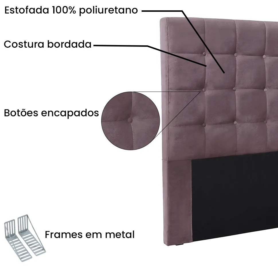 Cabeceira Cama Box Casal 140 cm Verona Veludo Uva S04 - D'Rossi