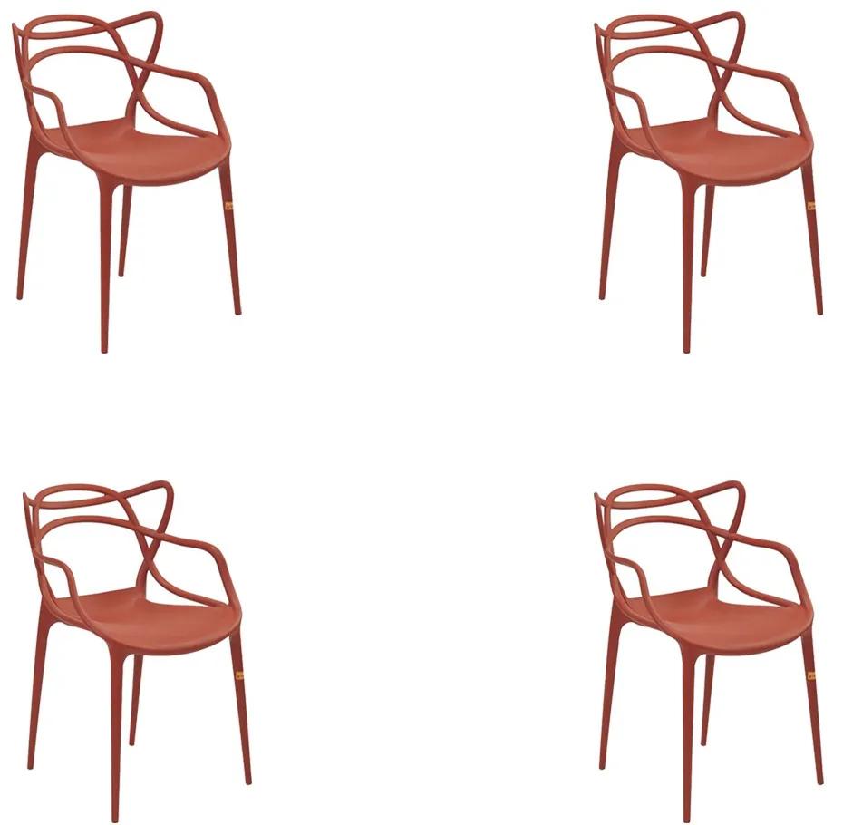 Kit 4 Cadeiras Decorativas Sala e Cozinha Feliti (PP) Laranja Telha G56 - Gran Belo
