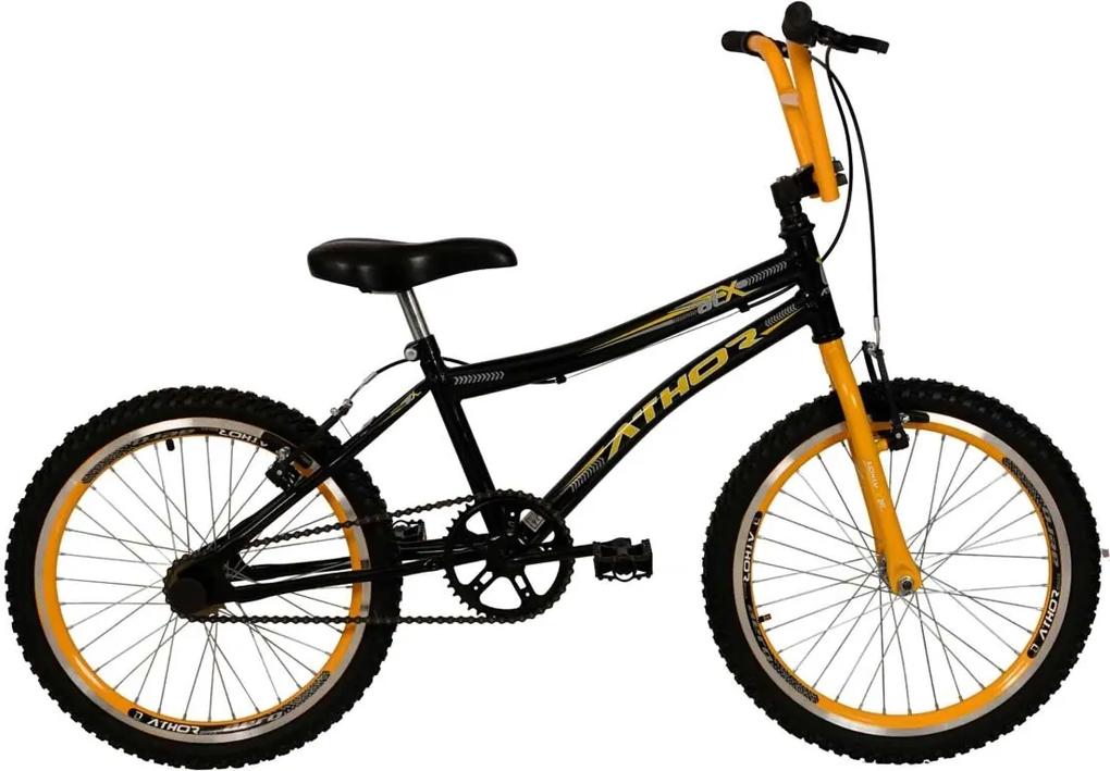 Bicicleta Top Aro 20 Atx Preta E Amarelo Athor Bike