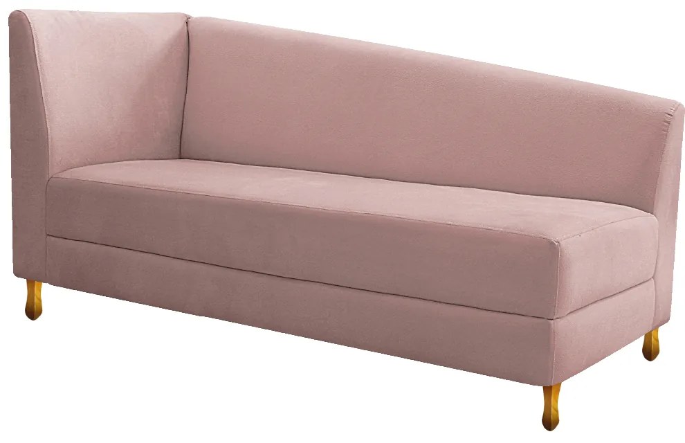 Recamier Valéria 160cm Lado Direito Suede Rosê - ADJ Decor