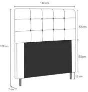 Cabeceira Cama Box Casal 140cm Luna Sintético Preto Z51 - Mpozenato