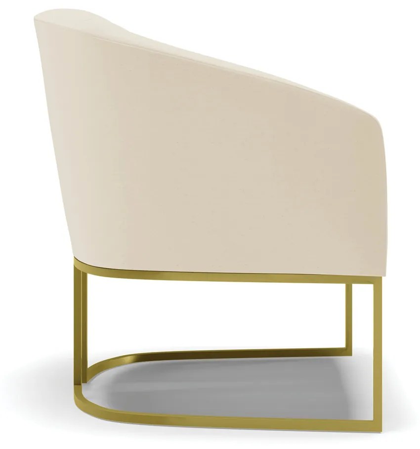 Poltrona Decorativa Industrial Dourado kit 2 Stella Linho D03 - D'Rossi - A19 Bege