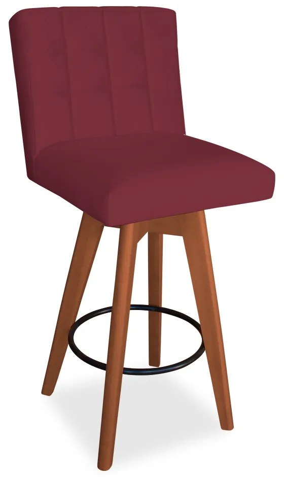 Banqueta Alta Sueli Com Base Giratória Suede Bordo