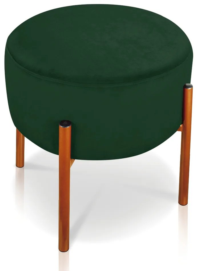 Puff Banqueta Decorativo Industrial Cobre Kit 2 Iron Suede Verde D03 - D'Rossi