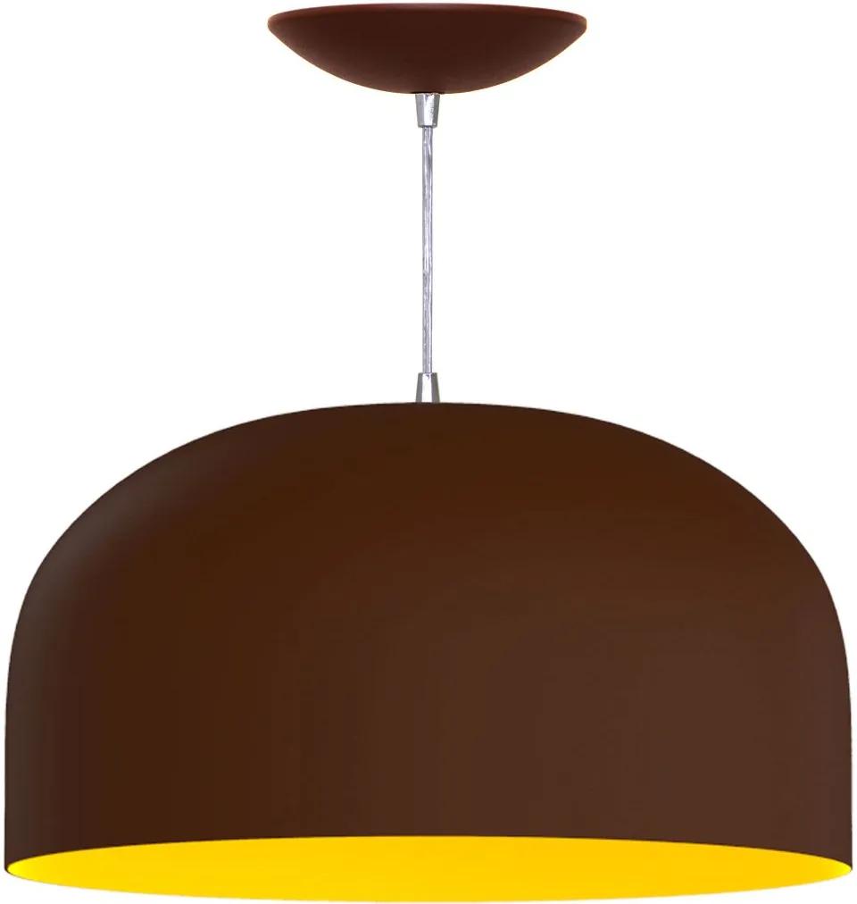 Pendente Meia Esfera de 55 Cm (café Textura / Amarelo)