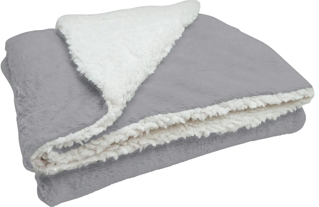 Cobertor Soft Bebê Dupla Face Macio Microfibra Cinza e Sherpa Palha