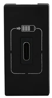 Modulo Tomada Carregador Usb Tipo C Preto Pial Plus+