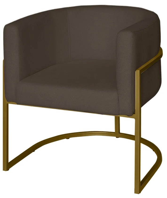 Poltrona Base Industrial Dourado Sala de Estar Lety Veludo Chocolate S05 - D'Rossi