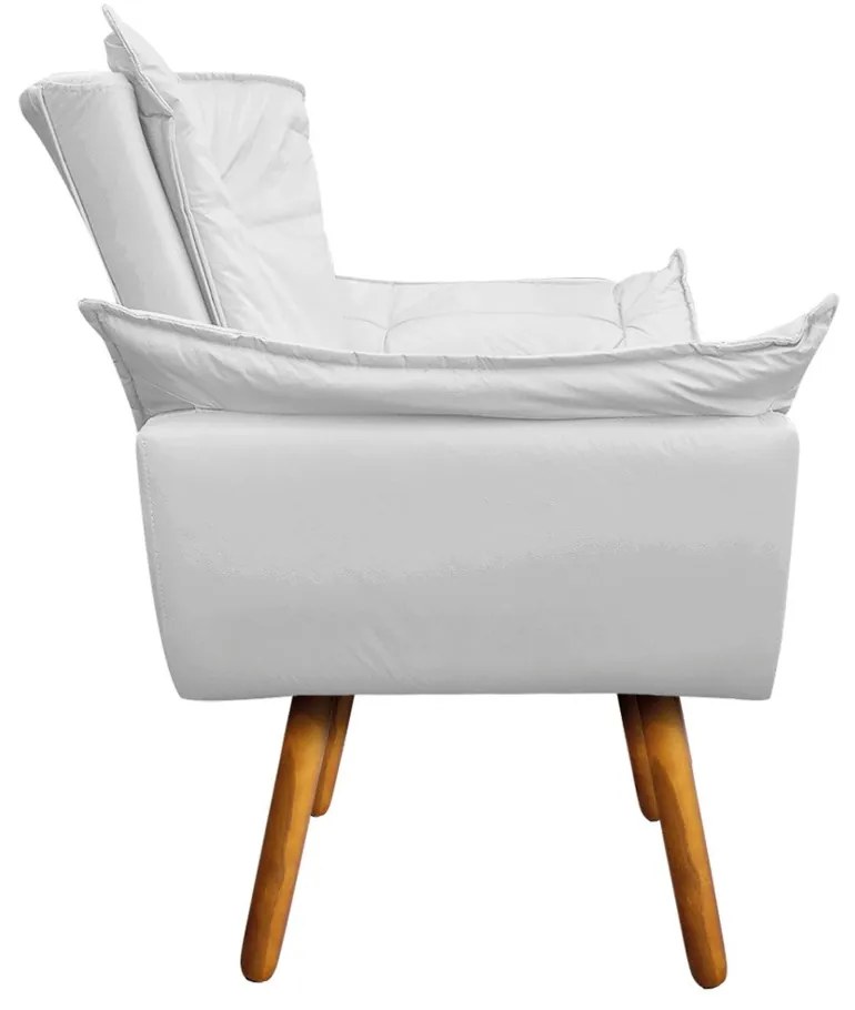 Poltrona Sala de Estar Pé Palito de Madeira Kit 2 Opala Corino D03 - D'Rossi - Branco