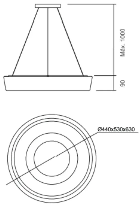 Pendente Dândi Ø44X09Cm Led 20,5W Bivolt / Redondo Base Vazada | Usina... (AV-M - Avelã Metálico, 4000k)