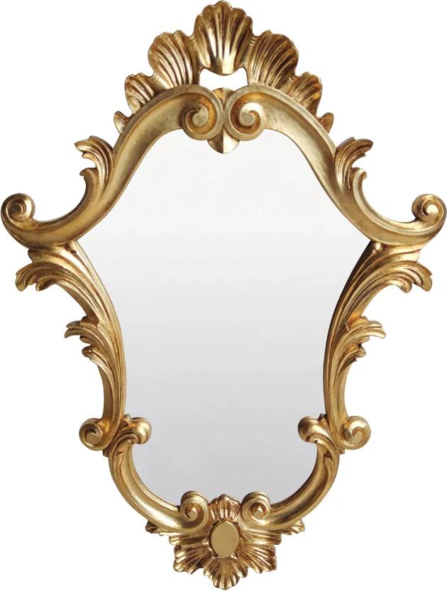 Espelho Clássico Verona Entalhado Resina Folha de Ouro Design de Luxo
