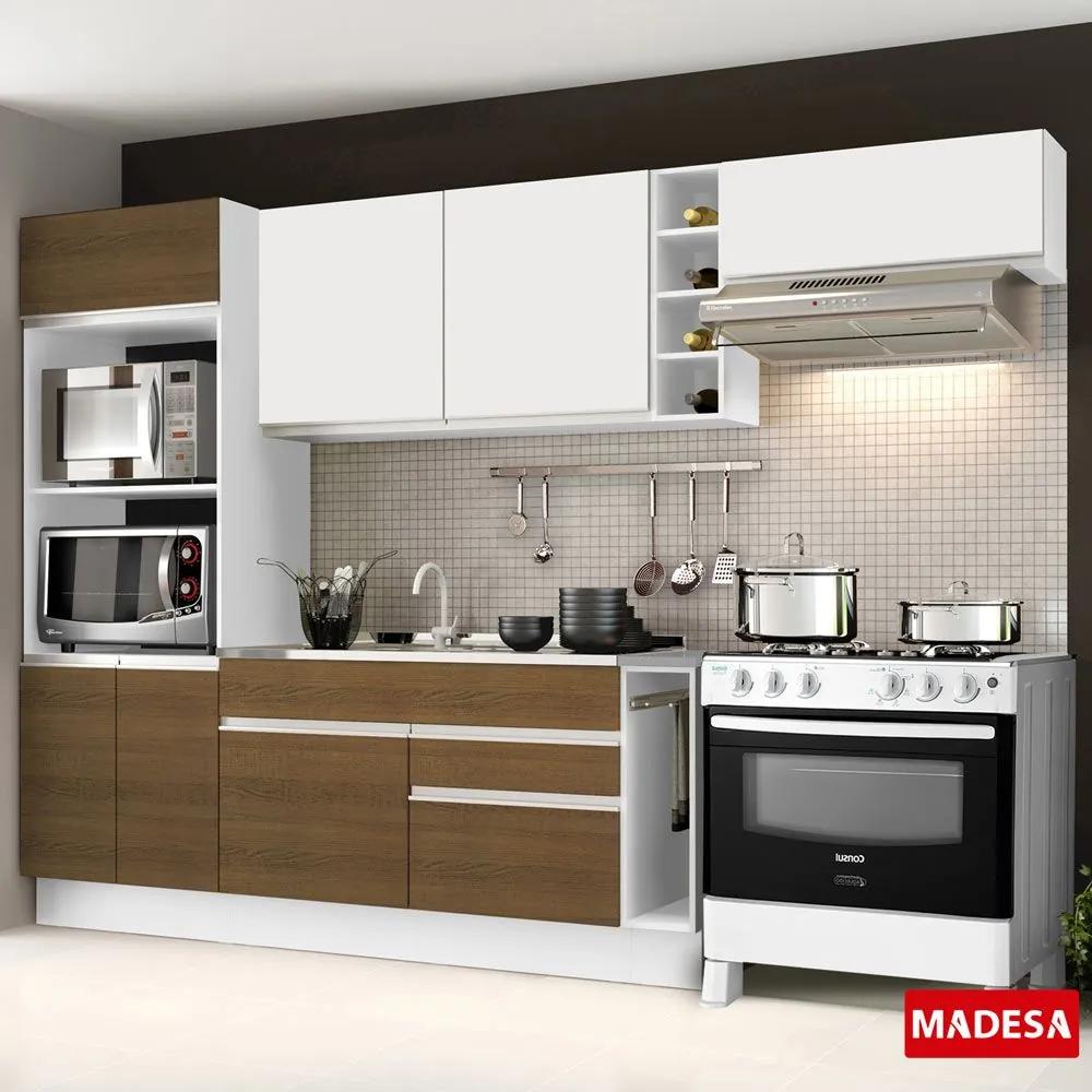 Cozinha Compacta 7 Portas Safira G20180076e09st Branco/Rustic - Madesa
