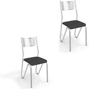 Kit 2 Cadeiras para Cozinha Nápoles com Assento Corano Preto - Kappesberg