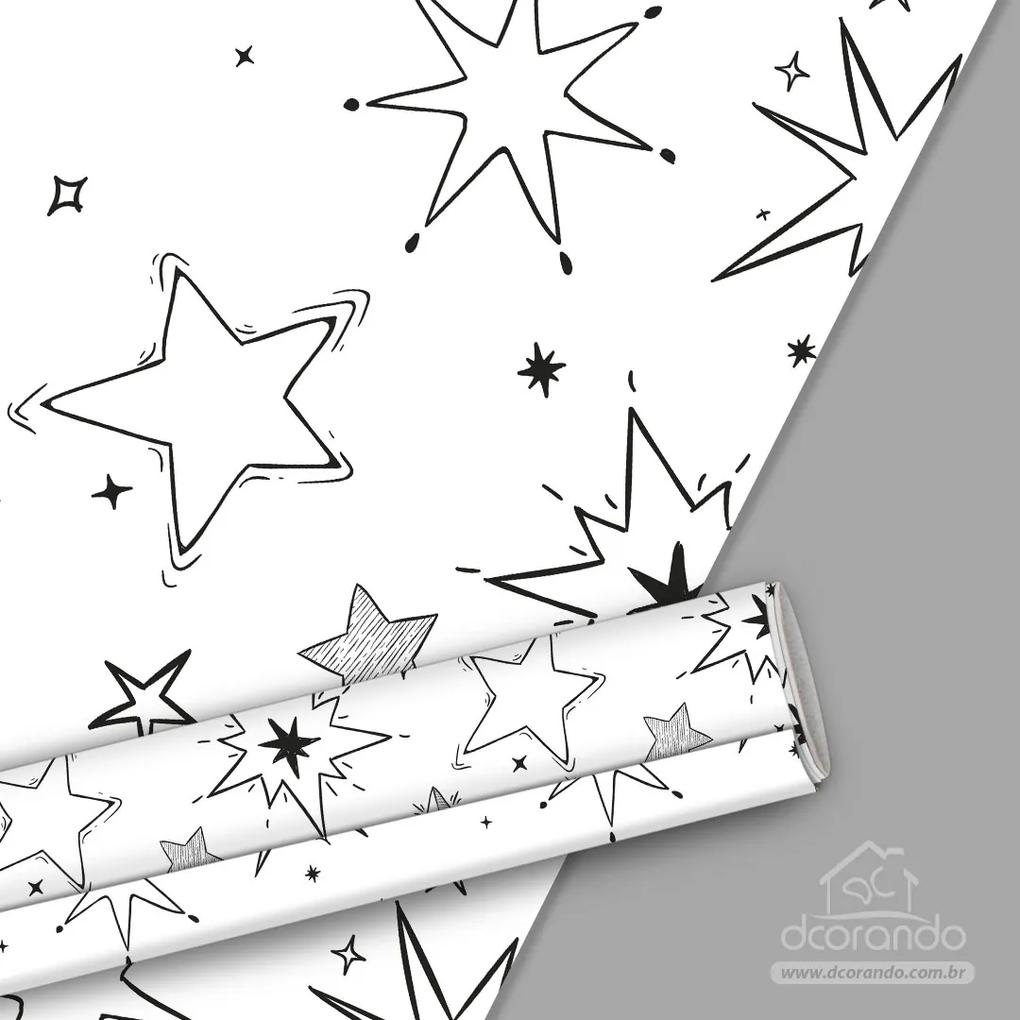Pinta e Apaga Estrelas - Papel de Parede Adesivo - Rolo = 52CM x 150CM