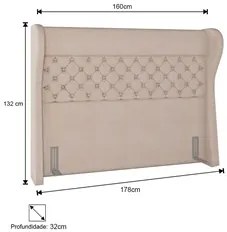 Cabeceira Cama Box Casal Queen 160cm Trinidad P02 Linho Bege Cru - Mpo