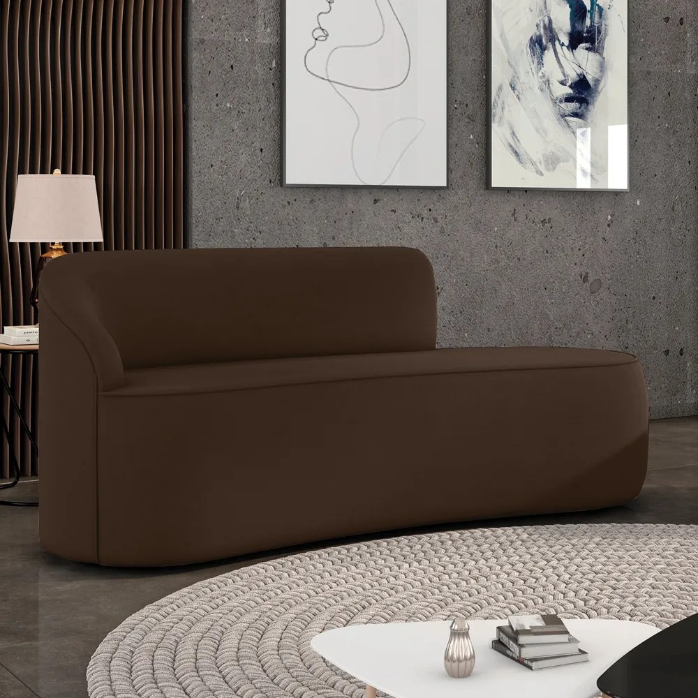 Sofá 2 Lugares Orgânico 140 cm Morgan Suede D03 - D'Rossi - Marrom