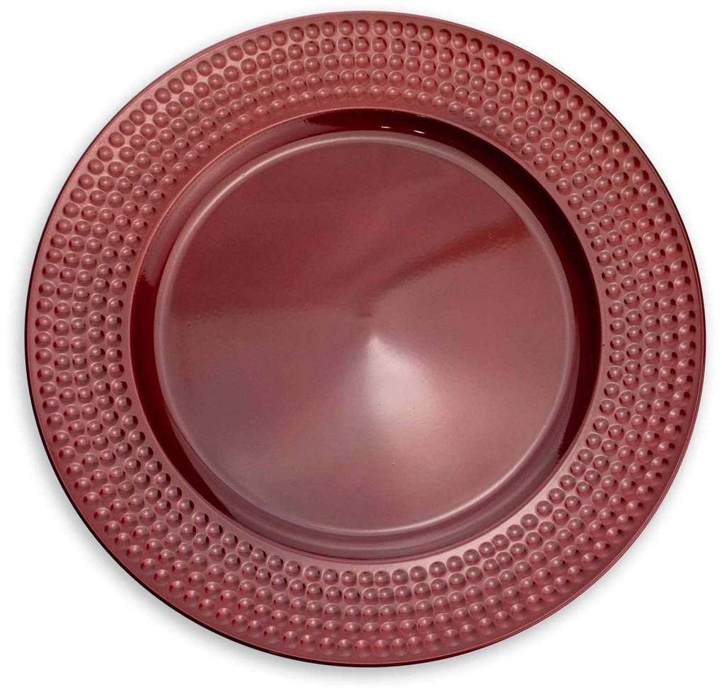 Sousplat de Plástico Vermelho com Relevo Lateral 33 cm - D'Rossi