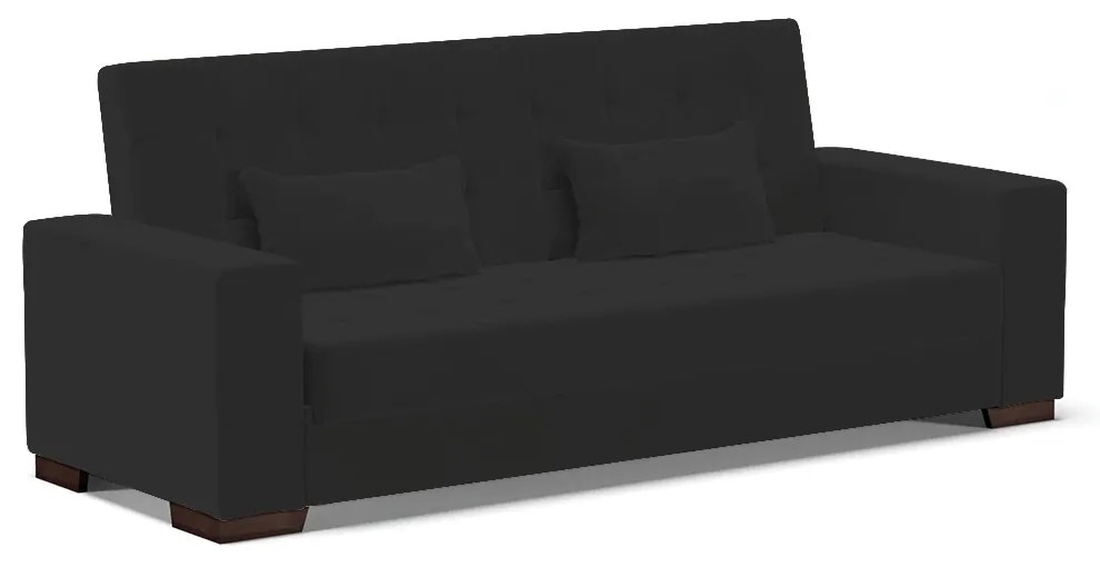 Sofá Cama Casal 3 Lugares 210cm Lisboa Veludo  D03 - D'Rossi - Preto