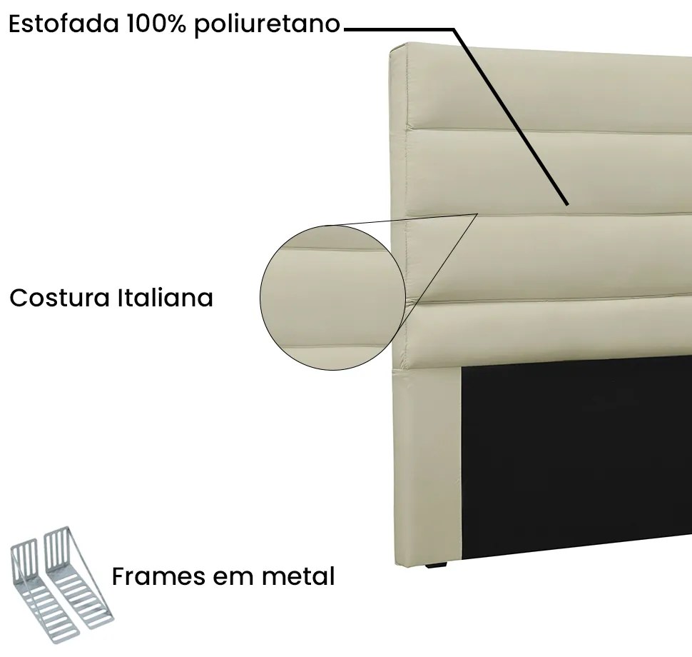 Cabeceira La Italiana Para Cama Box King 195 cm Corino - D'Rossi - Bege