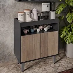 Balcão Aparador Buffet Cantinho do Café 71cm Lice M24 Preto/Freijó - M