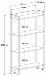 Estante Livreiro Dynamica Industrial 80cm 4 Prateleiras C08 Carvalho -