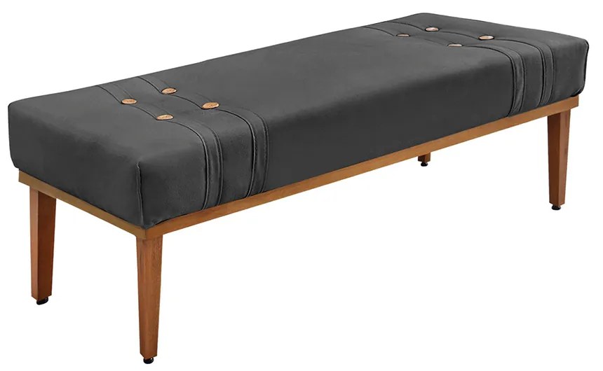 Divã Recamier Banco Base Madeira para Quarto Gênova 140cm Suede Cinza S04 - D'Rossi