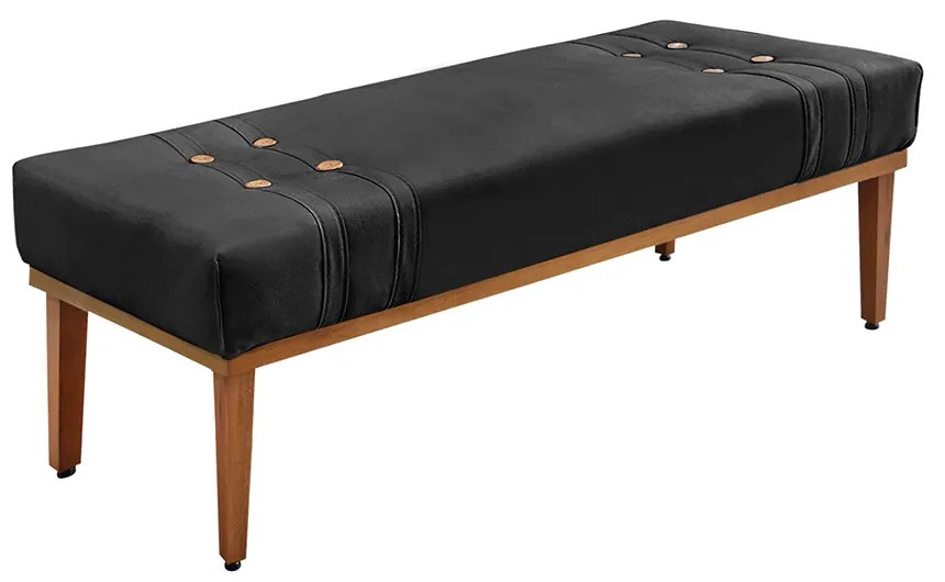 Divã Recamier Banco Base Madeira para Quarto Gênova 160cm Veludo S04 - D'Rossi - Preto