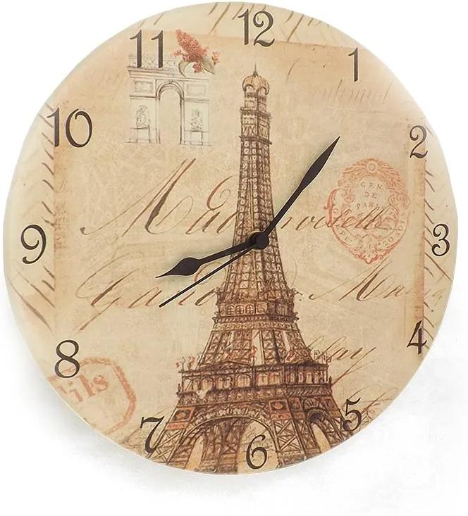 Relógio de Parede Torre Eiffel e Arco do Triunfo em Madeira MDF