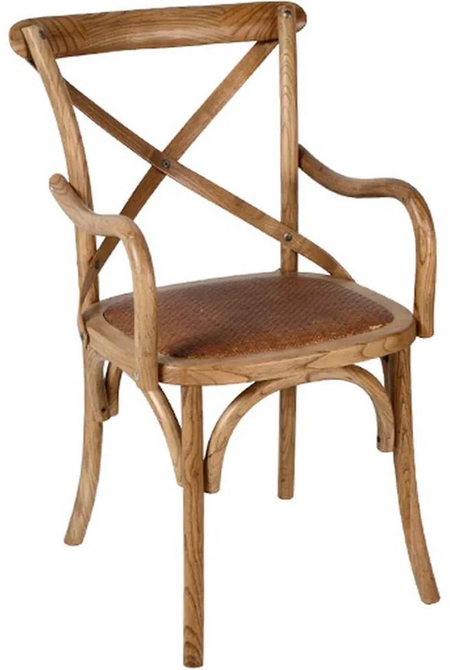 Cadeira Paris Carvalho Americano de Madeira com Braço e Assento de Rattan