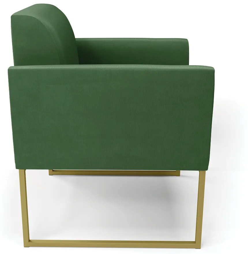 Poltrona Base Industrial Dourado Marisa Suede Verde D03 - D'Rossi