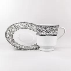 Xícara Chá Com Pires 200 Ml Porcelana Schmidt - Dec. Kate - Branco