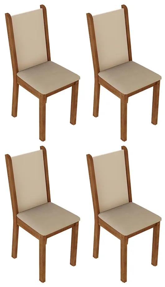 Kit 4 Cadeiras 4291 Madesa Rustic/Crema/Pérola Cor:Rustic/Crema/Pérola