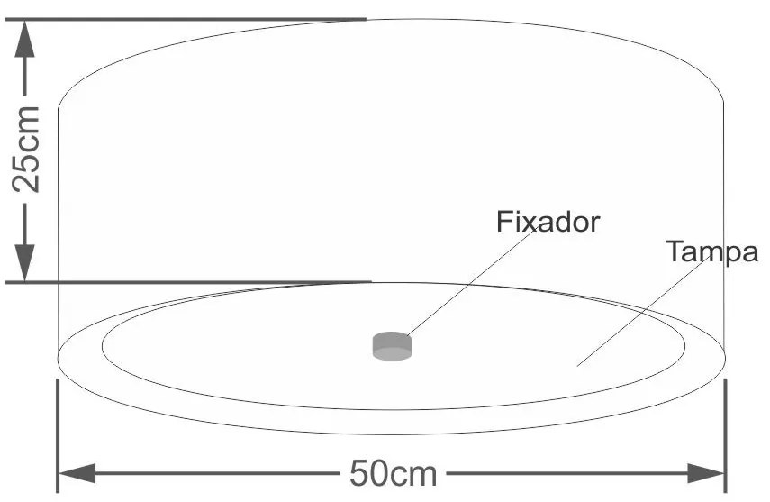 Plafon de Sobrepor Cilíndrico SP-3161 Cúpula Cor Preto Vermelho