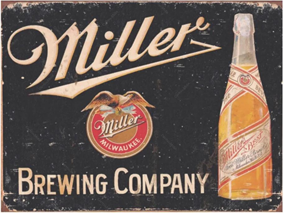 Placa Decorativa Miller Brewing Company Média em Metal - 30x20cm