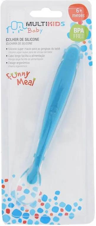 Colher de Silicone Funny Meal - Azul - Multikids Baby