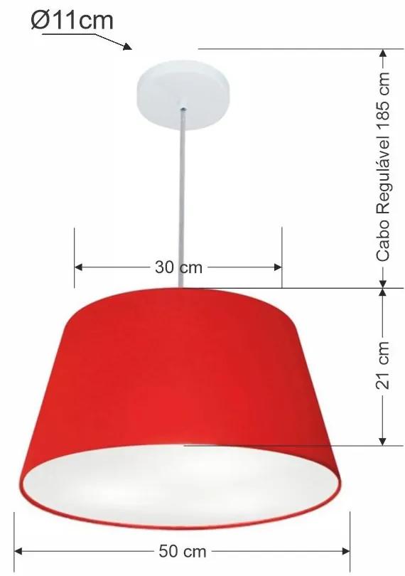 Lustre Pendente Cone Md-4021 Cúpula em Tecido 21/40x30cm Vermelho - Bivolt
